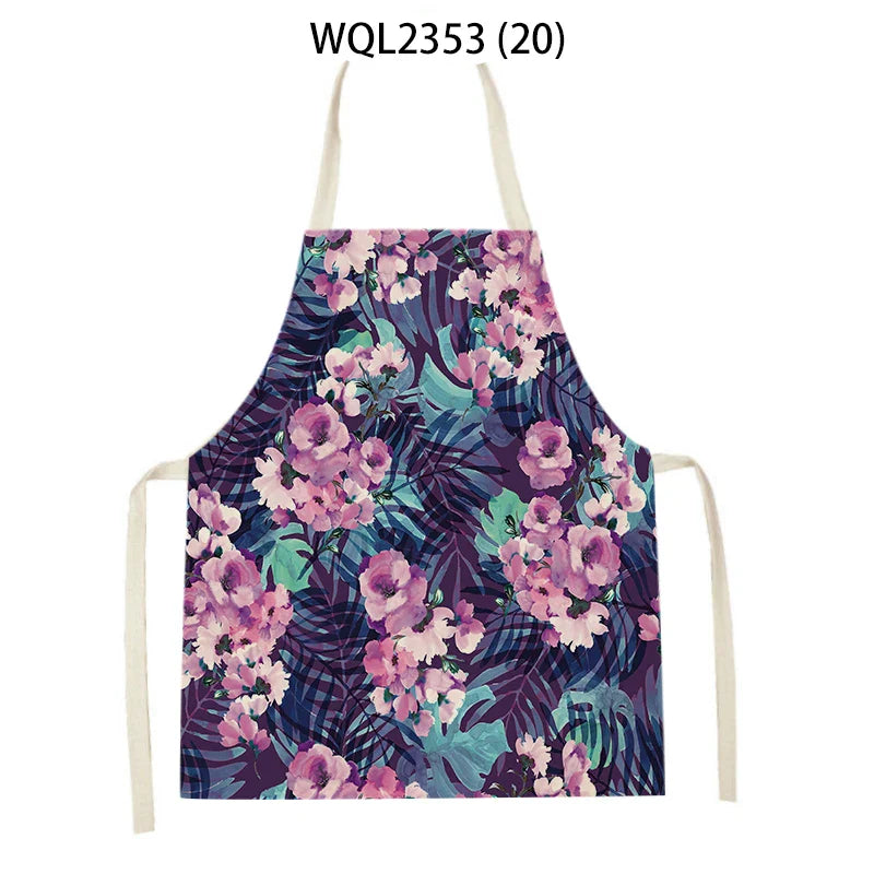 Axyaa Tropical Floral Kitchen Apron for Cooking, Baking, Cleaning - 47x38cm