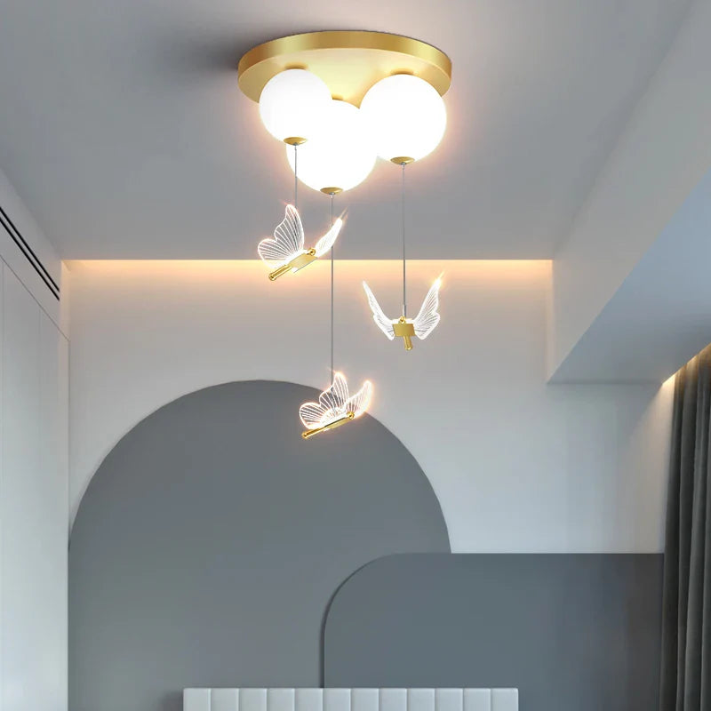 Modern Butterfly Ball Ceiling Lamp by Axyaa: Warm & Romantic Bedroom Pendant Light for Kids