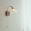 Axyaa Nordic Copper Wall Sconce LED Light with Toggle Switch Wood Canopy