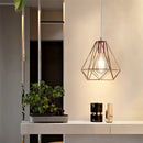 Axyaa Rose Gold Iron Cage Pendant Light: Modern Hanging Kitchen Living Room Lamp