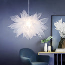Axyaa White Voile Lace Pendant Lamp for High Ceiling, Bedroom Lighting