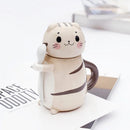 Axyaa Cute Cat Ceramic Coffee Mug Spoon Hand Painted Tea Cup Novelty Gift
