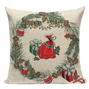 Axyaa Christmas Deer Snowman Cartoon Cushion Cover - Festive Decor Pillowcase