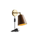 Axyaa Adjustable Wooden Wall Lamp with Copper Arm, Modern LED Wall Sconce
