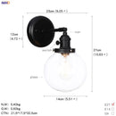 Axyaa Glass Ball Industrial Wall Sconce Black Loft Hallway Stair Bathroom Mirror Light