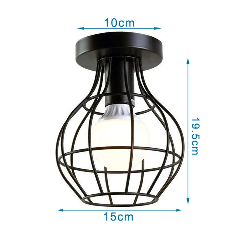 Axyaa Black Wrought Cage LED Ceiling Light Fixture - Modern Chandelier for Home Décor