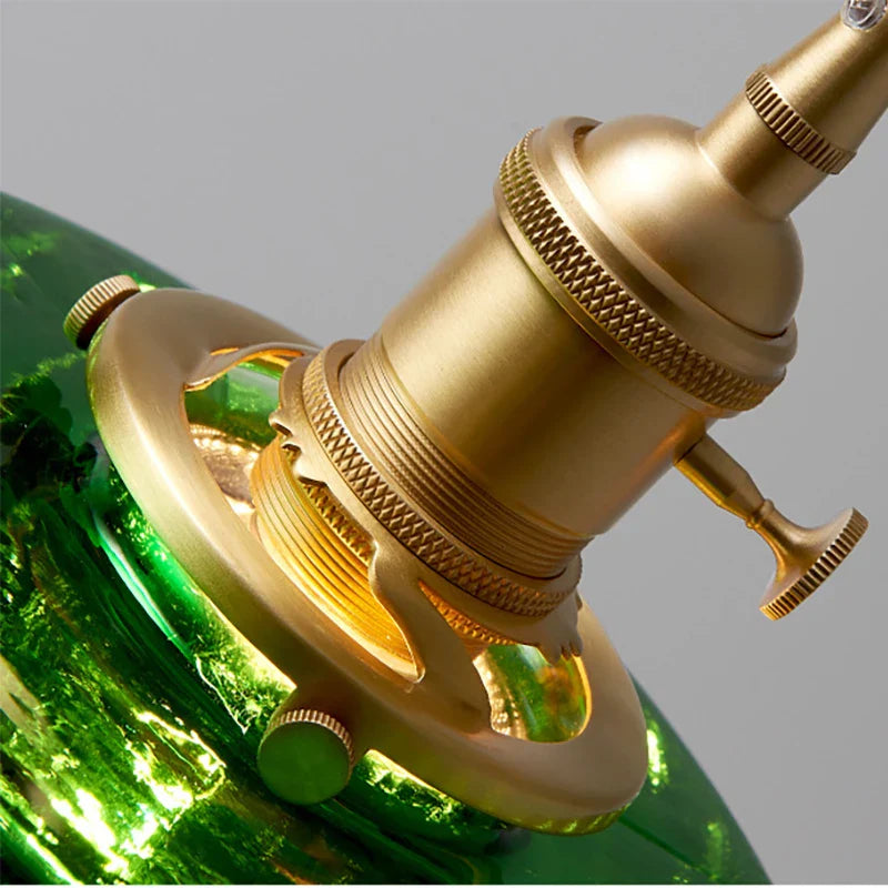 Axyaa Glass Chandelier with Green LED Lights
