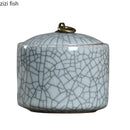 Axya Cracked Ceramic Tea Caddy with Lid, Sealed Candy Box, Desktop Decor