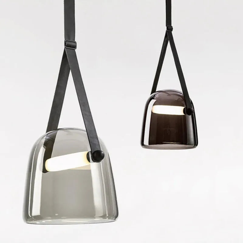 Axyaa Brokis Mona LED Glass Pendant Lamp with Black Leather Strap