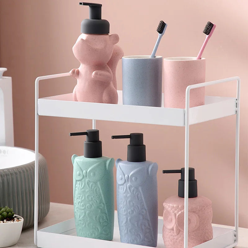 Axya Ceramic Owl Squirrel Soap Dispenser Handwashing Fluid Press Bottle