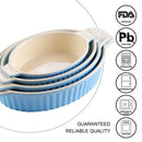 Axyaa 4-Piece Ceramic Handled Oval Baking Dish Set for Lasagne/Pie/Casserole