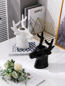 Axyaa Deer Head Ceramic Vase: Animal Head Simulation, Home Decor Craft, Flower Arrangement