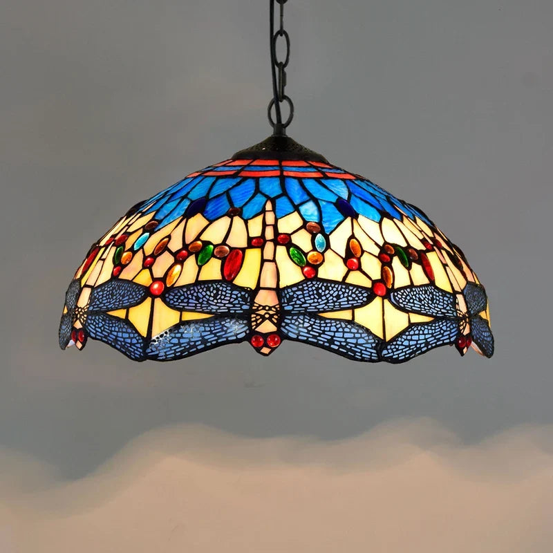 Axyaa Colorful Glass Tiffany Chandelier for a Creative Mediterranean Vibe