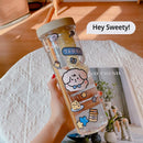 Axyaa Clear Plastic Water Bottle With Straw, Tea Strainer, Stickers, Large Capacity