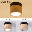 Axyaa Nordic Wood LED Ceiling Light: Modern Iron Wooden Lamp for Home Living Room