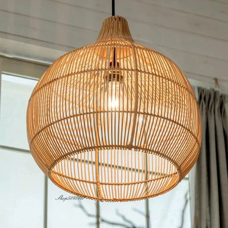 Axyaa Hand-Woven Rattan Pendant Light for Living & Dining Room
