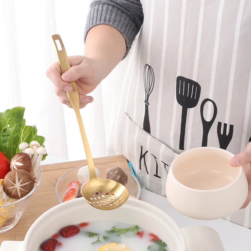 Axyaa 304 Stainless Steel Soup Spoon Colander Kitchen Utensil