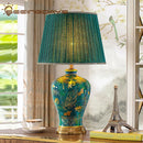 Axyaa American Retro Green Ceramic Table Lamp - Queen Luxury Villa Bedside Lamp