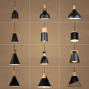Axyaa Wood Iron Pendant Light: Modern Nordic Black Chandelier for Home Decor