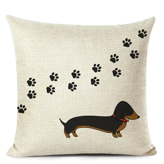 Colourful Bull Terrier & Dachshund 3D Cushion Cover for Home Sofa by Axyaa