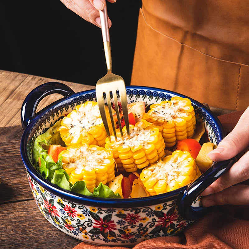 Axyaa Hand-Painted Polish Baking Dish - Artistic Addition to Your Kitchen