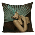 Axyaa Retro Art Woman Abstract Linen Cushion Cover Decorative Throw Pillow