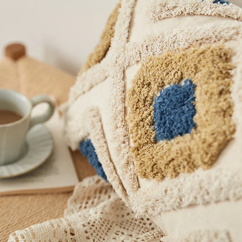 Handmade Moroccan Style Tuft Cushion Cover by Axyaa - 45x45cm/30x50cm