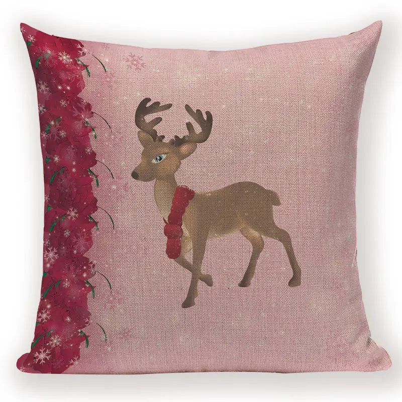 Christmas Cartoon Santa Claus Deer Pillows Covers Merry Christmas Gifts for The New Year by Axyaa