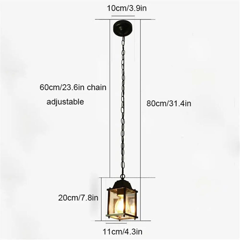 Axyaa Black E27 Outdoor Ceiling Pendant Light Clear Glass Shade for Exterior Entryway