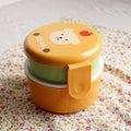 Axyaa Kids Cute Animal Mini Bento Box, Double-layer Round 540ml Fruit Snack Lunch Box