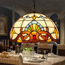 Axyaa Nordic Tiffany Glass Chandelier: Peacock Design E27 Country Lamp