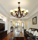 Axyaa Vintage Wrought Iron Chandelier - Rustic European Retro Industrial Lighting