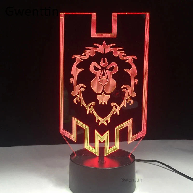 Axyaa WoW Alliance Tribal Signs 3D LED Night Light Lamp