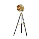 Axyaa Searchlight Tripod Floor Lamp Gold Chrome Metal Nightstand Light E27 LED Bulb