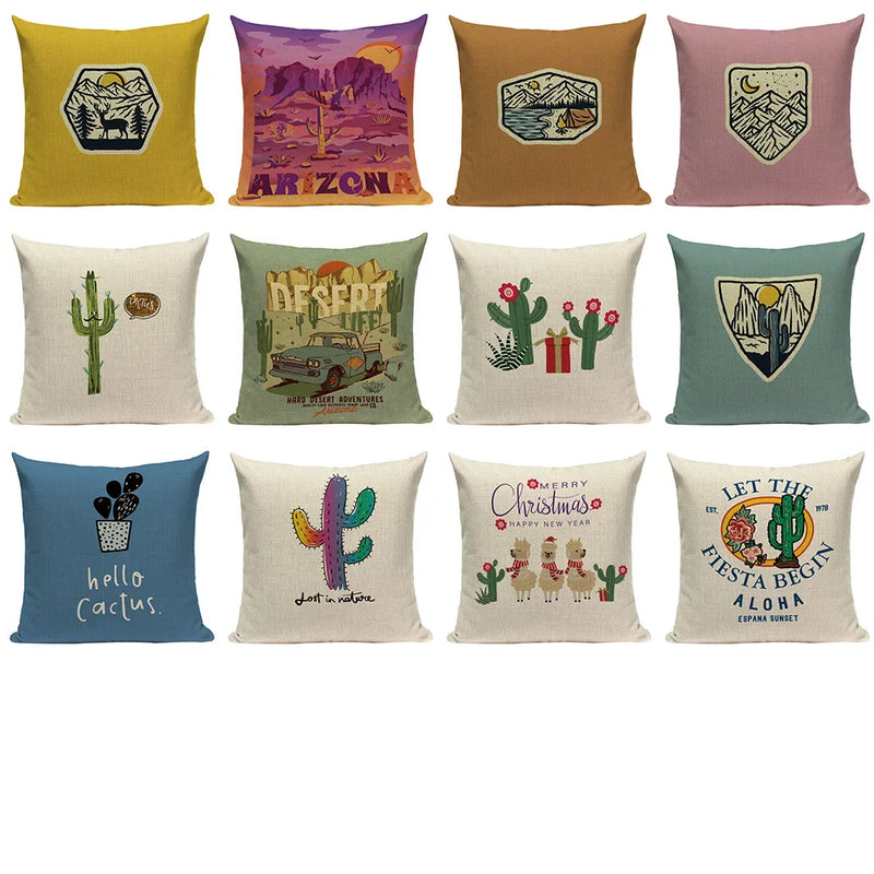 Axyaa Cactus Desert Decor Pillow Covers Scenery Floral Cushion Case
