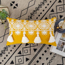 Axyaa Boho Style Mustard Yellow Embroidered Cotton Cushion Cover