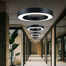 Axya Modern Iron Circle Pendant Lights: Minimalist Metal LED Ring Light for Office and Living Room
