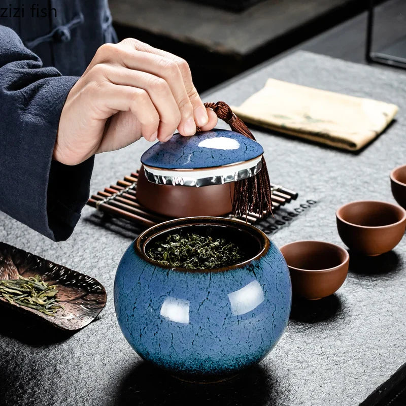 Axya Ceramic Tea Caddy Household Set - Large Capacity, Sealed Storage, Moisture-proof.
