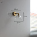 Axyaa Nordic Glass LED Wall Light with Switch, Pure Copper, Bedroom Living Room Stair Lamp