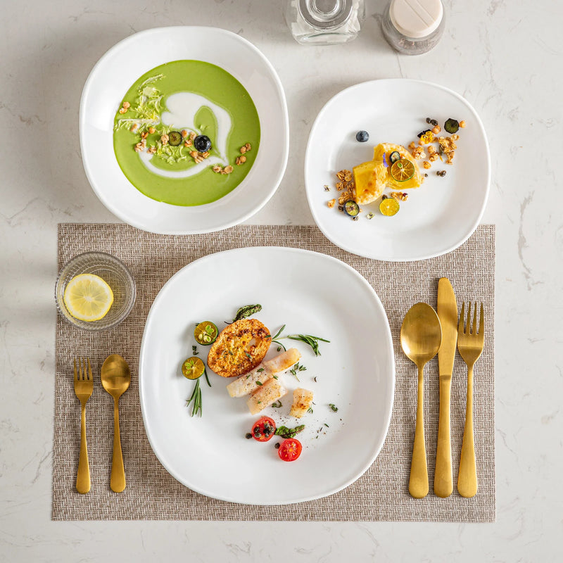 Axya™ Esmer Opal Glass Dinner Set: Dinner, Soup, Dessert Plate Set - 18/36-Piece Durable Collection