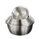 Axyaa Stainless Steel Drain Colander Basket for Round Rice Washing and Straining
