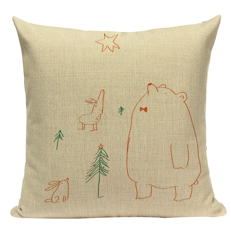 Axyaa Nordic Bear Cushion Cover 45x45cm Cute Cartoon Animal Pillow Case