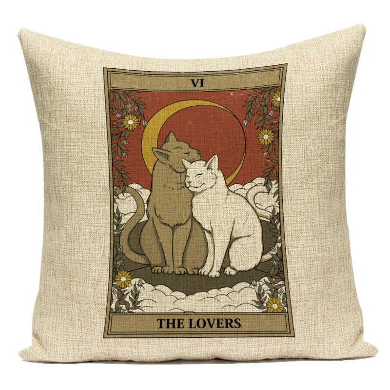 Axyaa Retro Pet Pattern Cushion Cover - Decorative Sofa Linen Pillow Case