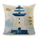 Axyaa Mediterranean Lighthouse Sail Print Pillow Cover for Home Decor
