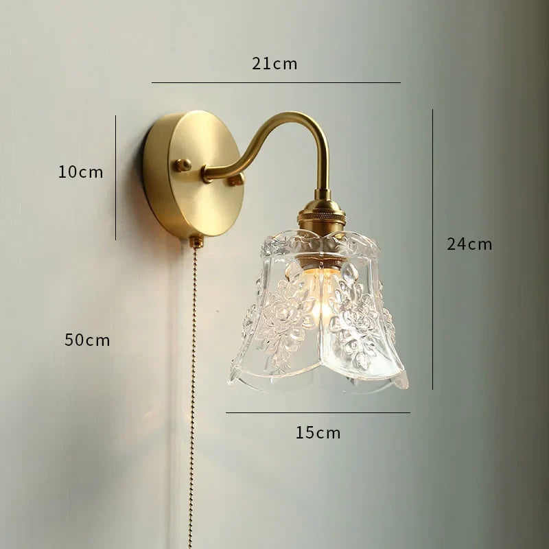 Axyaa White Glass LED Wall Sconce with Pull Chain Switch