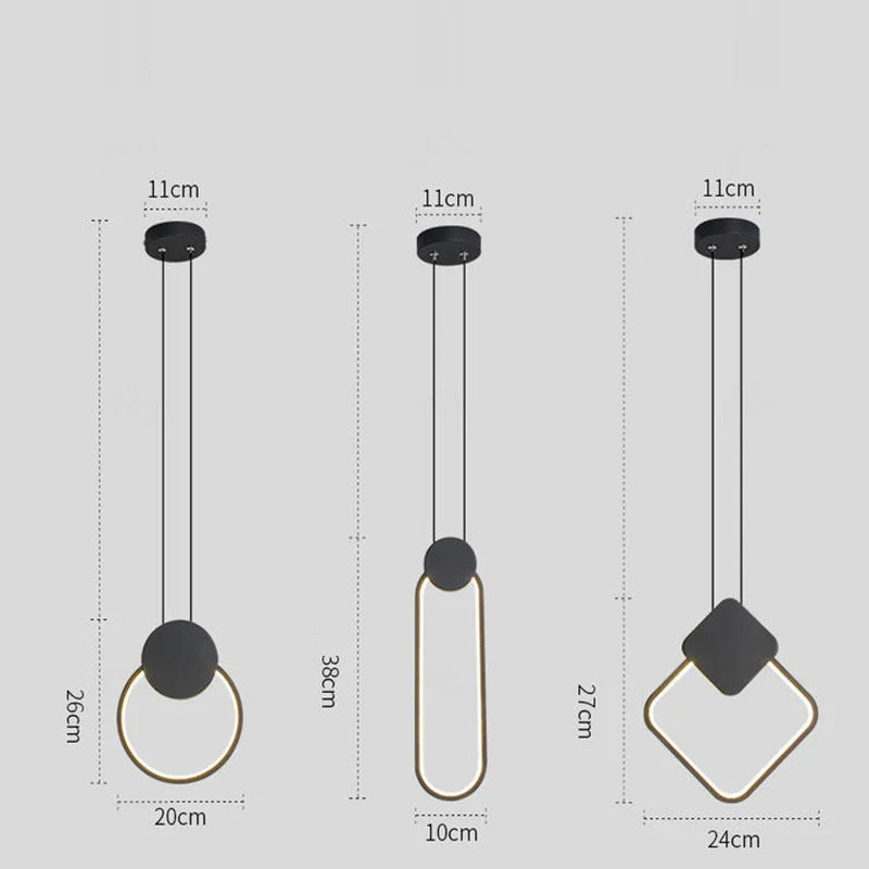 Axyaa White Black Pendant Lamp - Dimmable LED Hanging Light for Bedside Decor