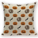 Happy Halloween Pumpkin Print Linen Throw Pillow Cover by Axyaa