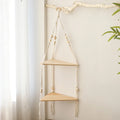 Axyaa Macrame Wood Wall Shelf: Boho Home Decor for Bedroom, Living Room, Nursery