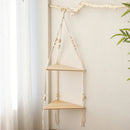Axyaa Macrame Wood Wall Shelf: Boho Home Decor for Bedroom, Living Room, Nursery