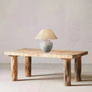 Axyaa Retro Ceramic Table Lamp with Handmade Linen Shade